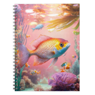 Caderno Espiral Aquário Colorido Rosa de Pastel Brilhante e Brilha