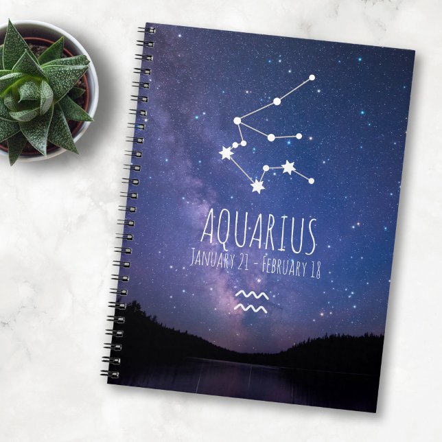 Caderno Espiral Aquário | Constelação Zodiac Personalizada (Criador carregado)