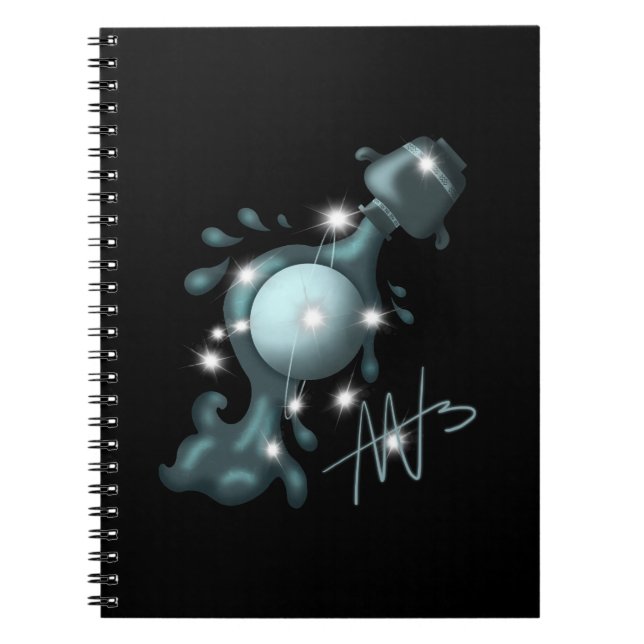 Caderno Espiral Aquário Cósmico Urano Zodiac (Frente)