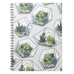 Caderno Espiral Aquários Sucultos Padrão Sem Costura Aquário