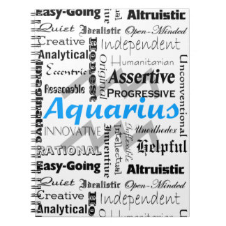 Caderno Espiral Aquarius Zodiac Astrology Traços Colagem
