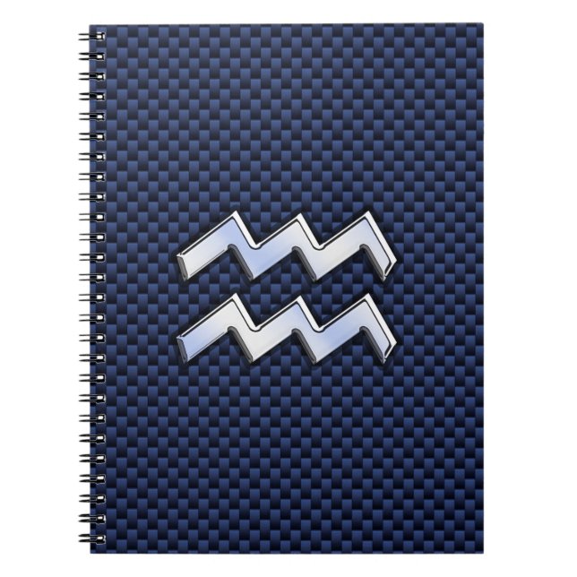 Caderno Espiral Aquarius Zodiac - Sinal de Fibra Azul Real de Carb (Frente)