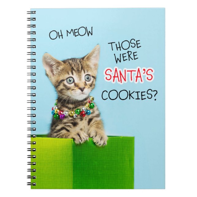 Caderno Espiral Aqueles eram Santas Cookies gatinhos de Natal (Frente)