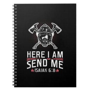 Caderno Espiral Aqui Estou Enviando-Me Isaiah 68 Bombeiro