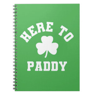 Caderno Espiral Aqui para Paddy Funny Dia de São Patrício Shamrock