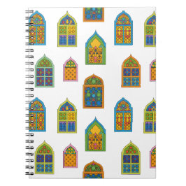 Caderno Espiral Arabian Stained Glass Windows Pattern