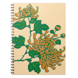 Caderno Espiral Aranha-crisântema chinesa - laranja-claro
