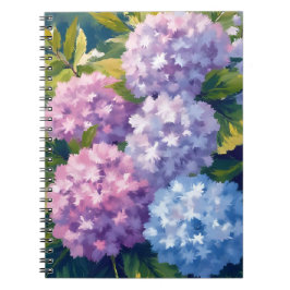Caderno Espiral Arbusto de Hortênsia Roxa | Pintura em Aquarela Fl