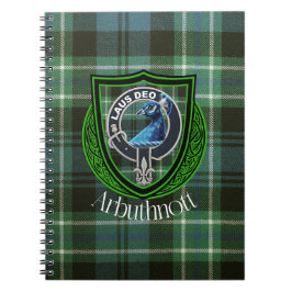 Caderno Espiral Arbuthnott Scottish Clan Tartan e Crest