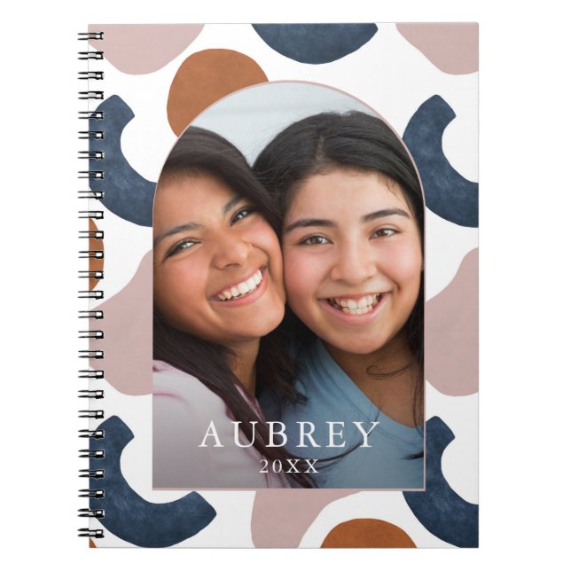 Caderno Espiral Arca de fotos do Impressão Abstrato azul moderno e (Frente)