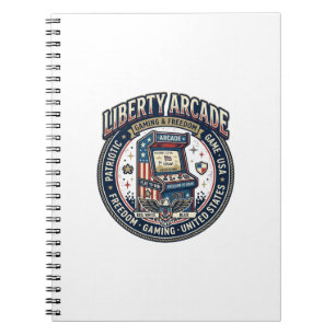 Caderno Espiral Arcade de Liberdade Patriótico Patriótico Gamer de