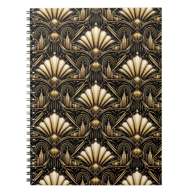 Caderno Espiral Architectural Art Deco | Classic Black Gold (Frente)