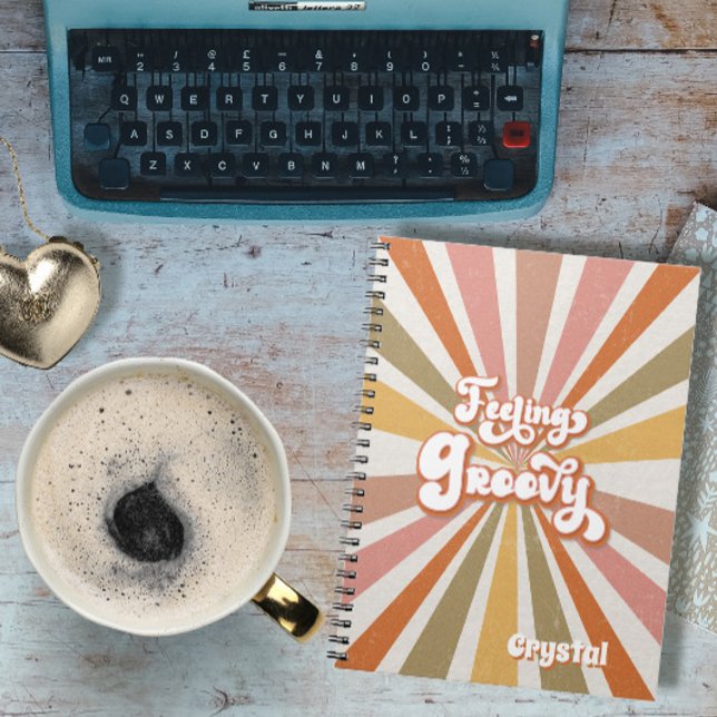 Caderno Espiral Arco Arco-Íris Retroativo Hippie 60s Sentindo-se G (Criador carregado)