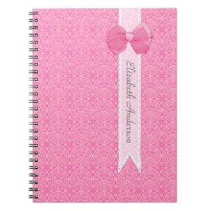 Caderno Espiral Arco bonito do damasco cor-de-rosa bonito do