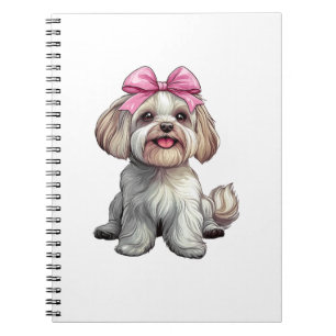Caderno Espiral Arco Coquete Mãe de Cachorro Havanês Menina Rosa