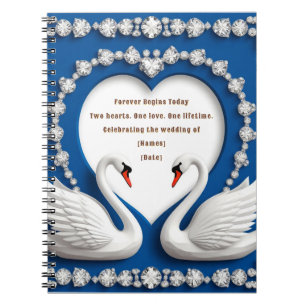 Caderno Espiral Arco de Casamento Azul Cisne Diamante Design