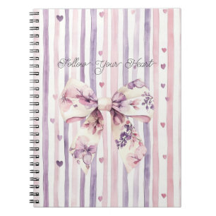 Caderno Espiral Arco de Corações Rosa Floral Roxo