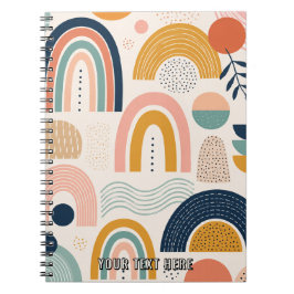 Caderno Espiral Arco de Prisma Pastel Padrão de Superfície Abstrat