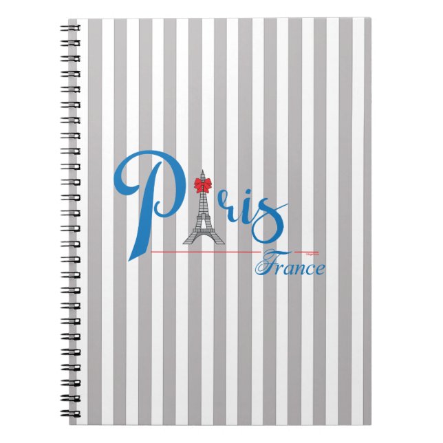 Caderno Espiral Arco de Texto Azul Torre Eiffel Paris (Frente)