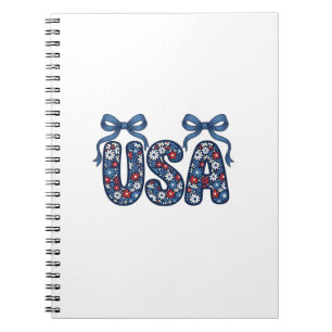 Caderno Espiral Arco Floral EUA Patriótico Design Vetorial_1