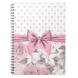 Caderno Espiral Arco Glam Pink Diamond Bolinhas Florais