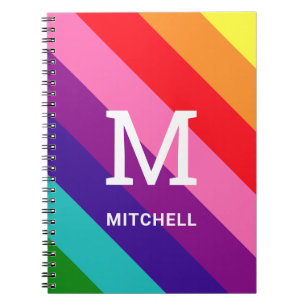 Caderno Espiral Arco-Íris 8 Stripe Orgulho gay Monograma Personali