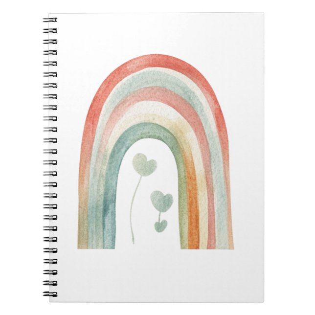 Caderno Espiral Arco-íris Aquarela Boho (Frente)