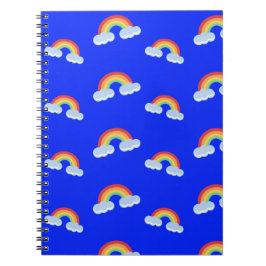 Caderno Espiral Arco-Íris Bonito com Padrão de Nuvens