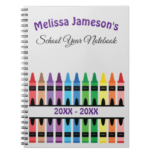 Caderno Espiral Arco-Íris Bonito de Volta à Escola Crayon