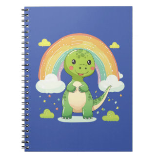 Caderno Espiral Arco-íris Colorido Dino