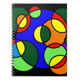Caderno Espiral Arco-íris cores círculos