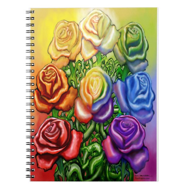 Caderno Espiral Arco-íris de Rosas (Frente)