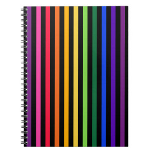 Caderno Espiral Arco-íris e listras pretas