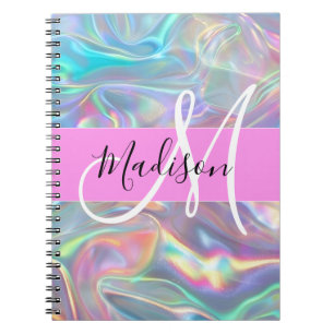 Caderno Espiral Arco-íris Glamour Holográfico Iridescente Monogram