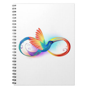 Caderno Espiral Arco-íris Hummingbird com símbolo Infinito
