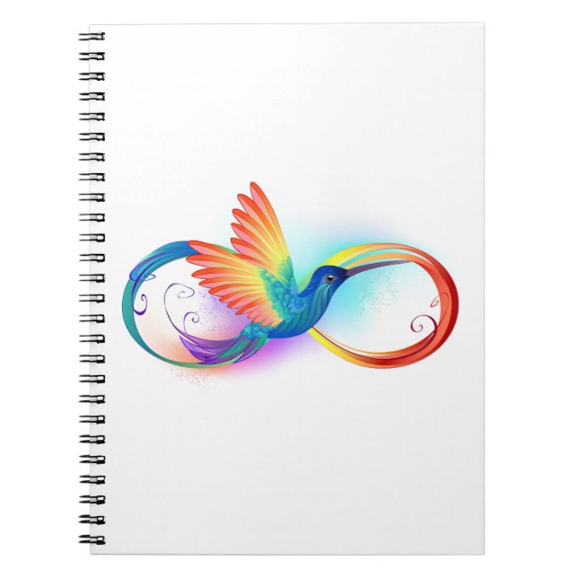 Caderno Espiral Arco-íris Hummingbird com símbolo Infinito (Frente)