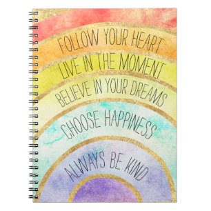 Caderno Espiral Arco-íris inspirado das citações
