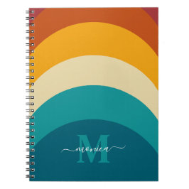 Caderno Espiral Arco-Íris Monograma Nome Personalizado Retroativo 