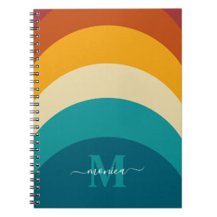 Caderno Espiral Arco-Íris Monograma Nome Personalizado Retroativo 