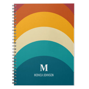 Caderno Espiral Arco-Íris Monograma Nome Personalizado Retroativo 