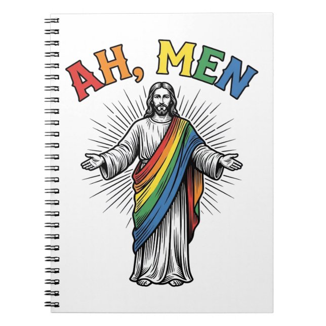 Caderno Espiral Arco-íris Religioso Vintage Ah Homens (Frente)