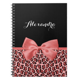 Caderno Espiral Arco-íris Rosa Leopardo Laço
