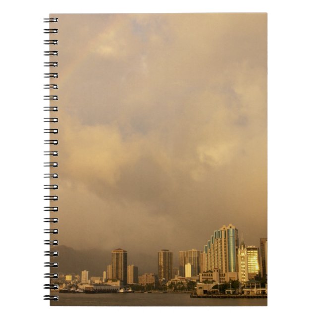 Caderno Espiral Arco-íris sobre Honolulu, Havaí, EUA 3 (Frente)