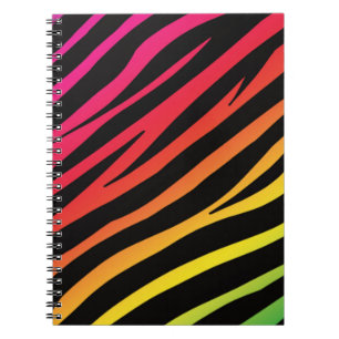 Caderno Espiral Arco-íris zebra multicolor