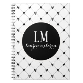Caderno Espiral Arco Monograma Branco e Preto