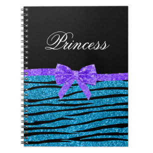 Caderno Espiral arco roxo de zebra azul princesa