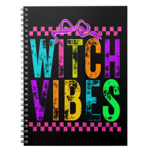 Caderno Espiral Arco Xadrez Neon de Halloween com Vibrações de Bru