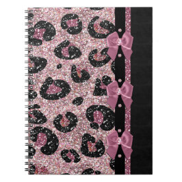 Caderno Espiral ARCOS de Fita de Impressão de Leopardo Rosa-Rockab