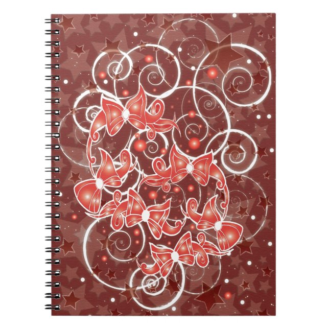 Caderno Espiral Arcos e estrelas de Natal elegantes e bonitos (Frente)