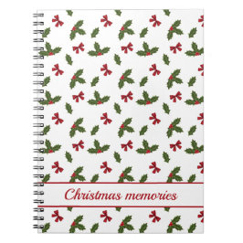 Caderno Espiral Arcos Vermelhos E Folhas De Natal Padrão E Texto